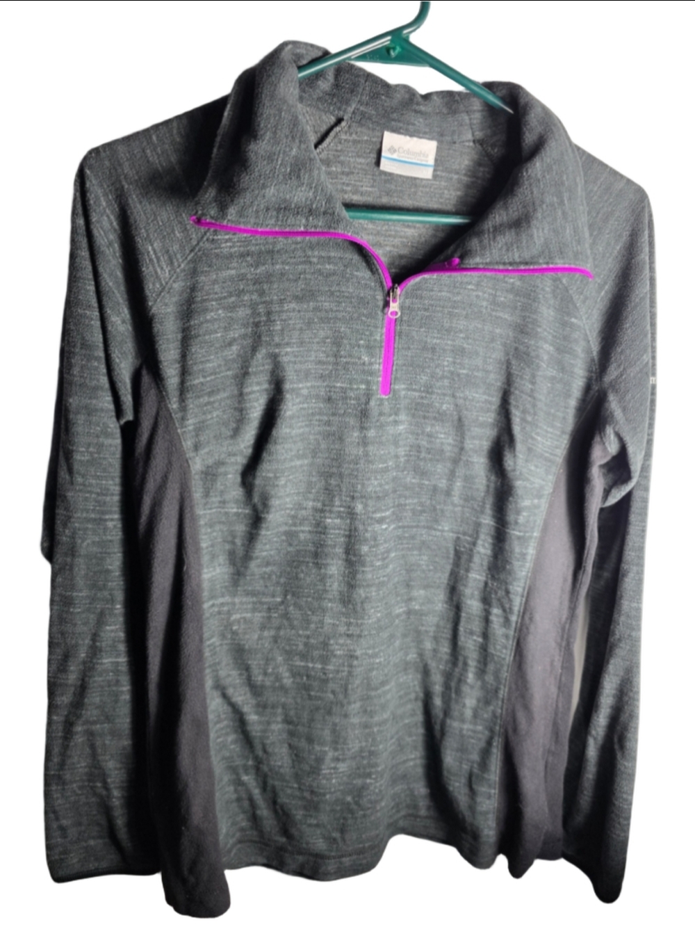 Women's Columbia Quarter Zip Fleece Pullover Grey Purple Size M fall cozy